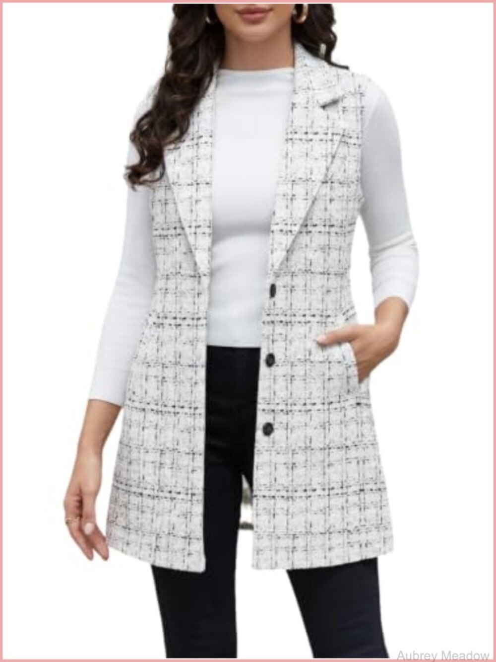 Wool Blend Sleeveless Blazer Vest Notch Lapel Slant Pockets